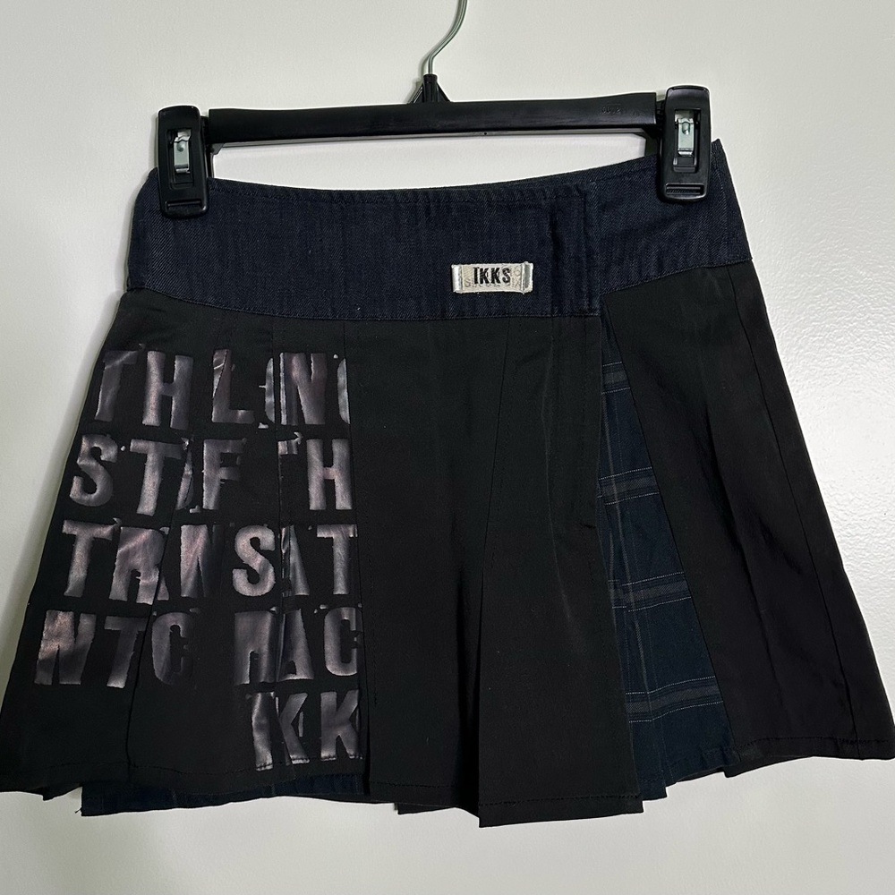 IKKS Paris Girls Pleated Mini Skirt Size 10 Years – Black Denim Mix